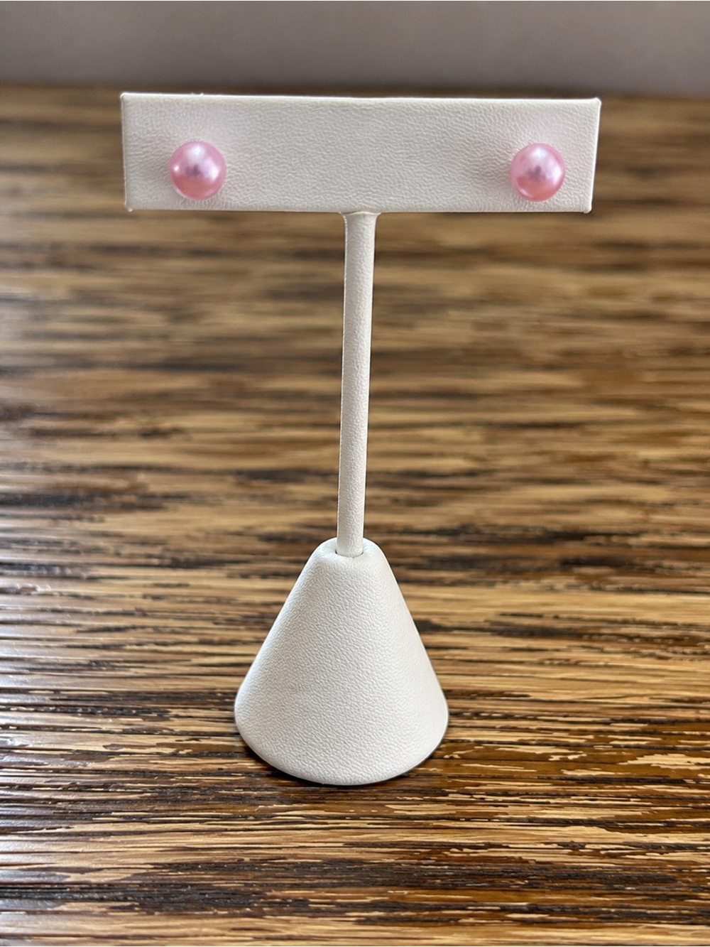 Pink Pearl Faux Stud Earrings